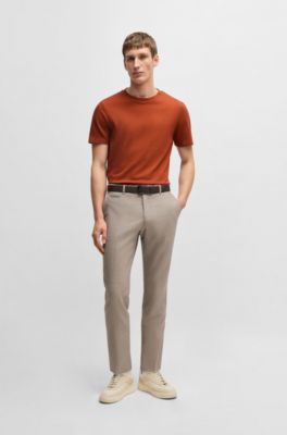 Camiseta en mezcla de algod&oacute;n con estructura de jacquard de burbujas, Naranja oscuro