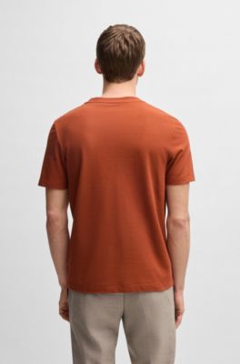 Camiseta en mezcla de algod&oacute;n con estructura de jacquard de burbujas, Naranja oscuro