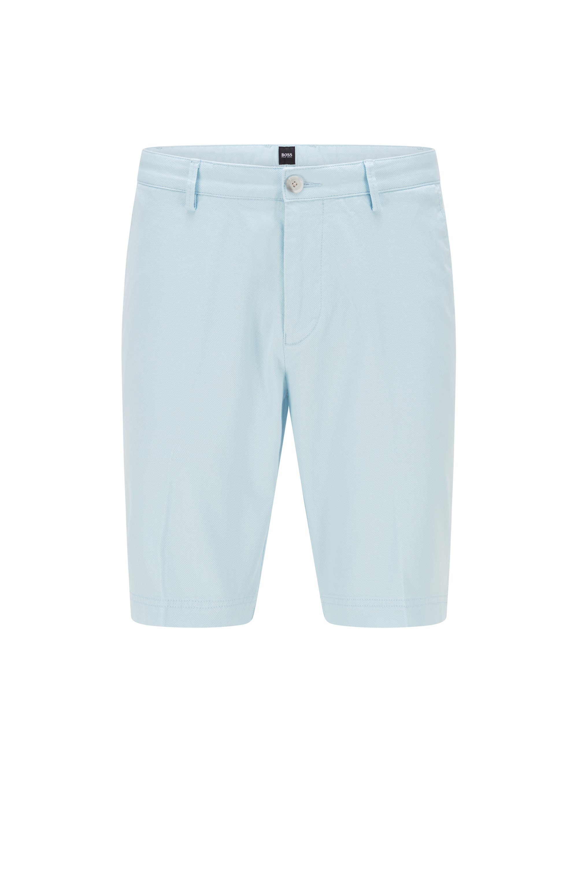 Slim-fit shorts in structured stretch cotton, Light Blue