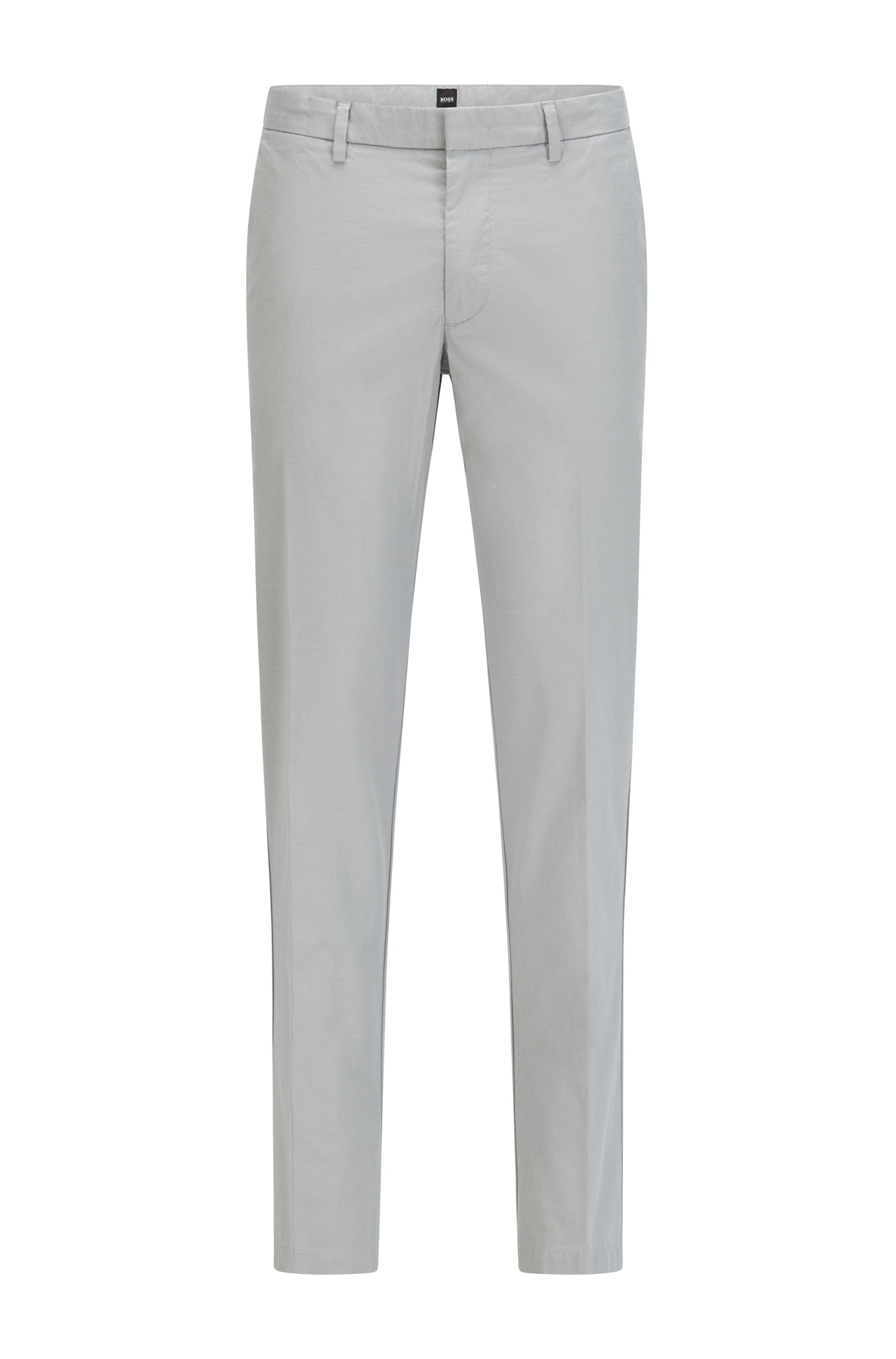 Slim-fit chinos in micro-patterned stretch cotton, Light Grey
