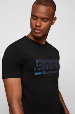 Hugo Boss - Stretch-cotton T-shirt with new-season logo artwork