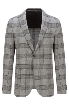 BOSS - Chaqueta slim fit en mezcla de algodón a cuadros