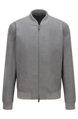 Hugo Boss Zip-up slim-fit jacket in melange virgin wool. 3