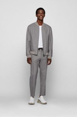 Hugo Boss Zip-up slim-fit jacket in melange virgin wool. 1