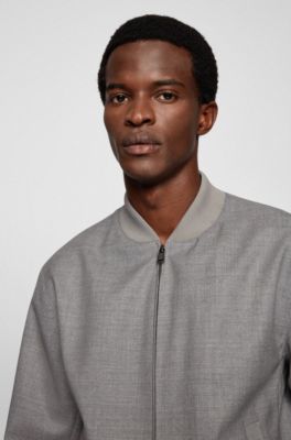 Hugo Boss Zip-up slim-fit jacket in melange virgin wool. 6