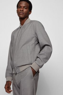 Hugo Boss Zip-up slim-fit jacket in melange virgin wool. 5