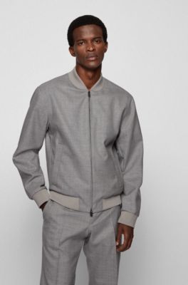 Hugo Boss Zip-up slim-fit jacket in melange virgin wool. 2