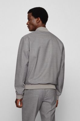 Hugo Boss Zip-up slim-fit jacket in melange virgin wool. 7