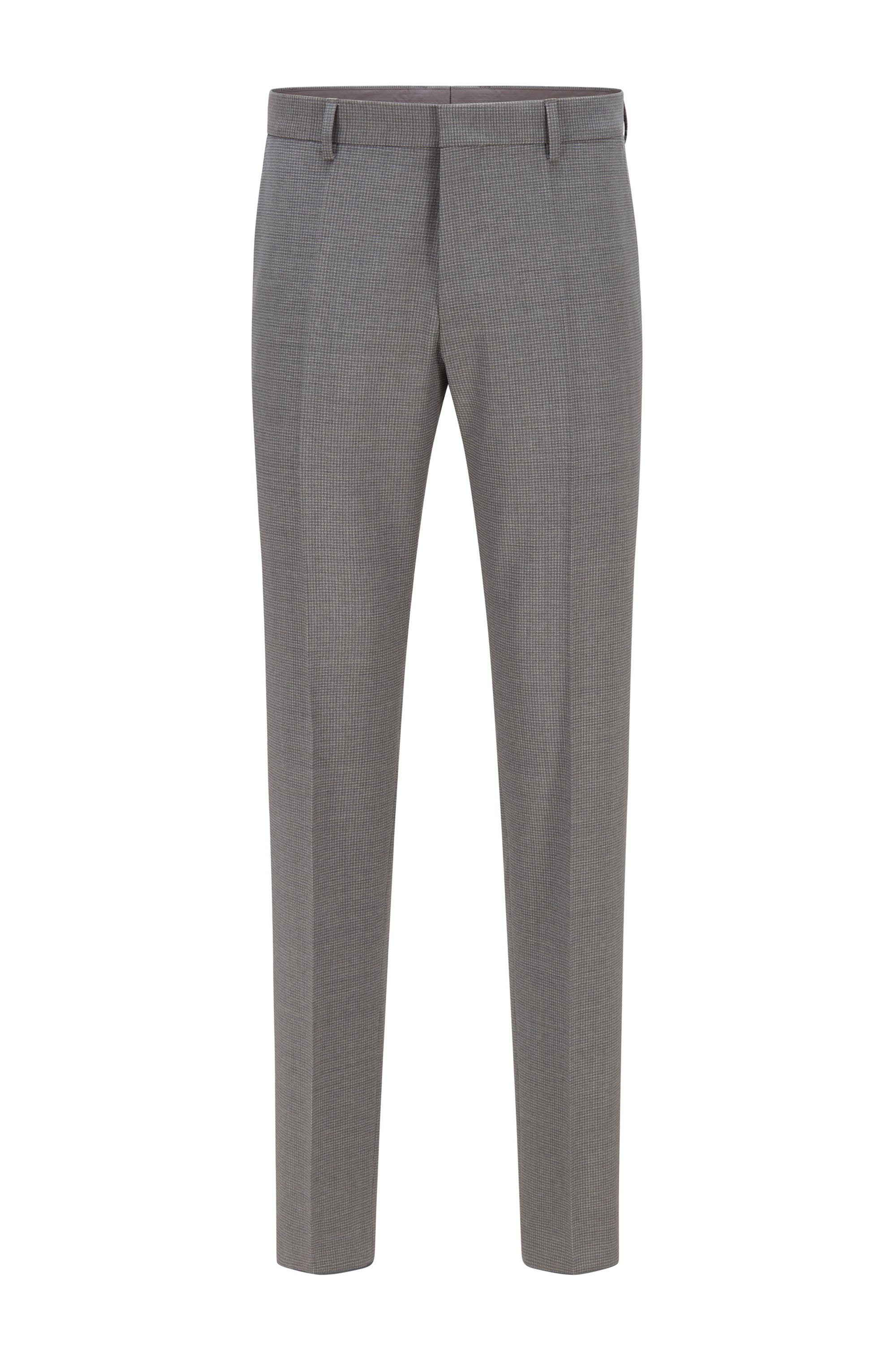 Slim-fit pants in patterned virgin wool, Silver