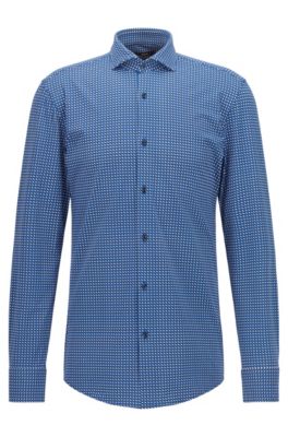 BOSS - Camisa slim fit estampada de punto de tejido de alto rendimiento