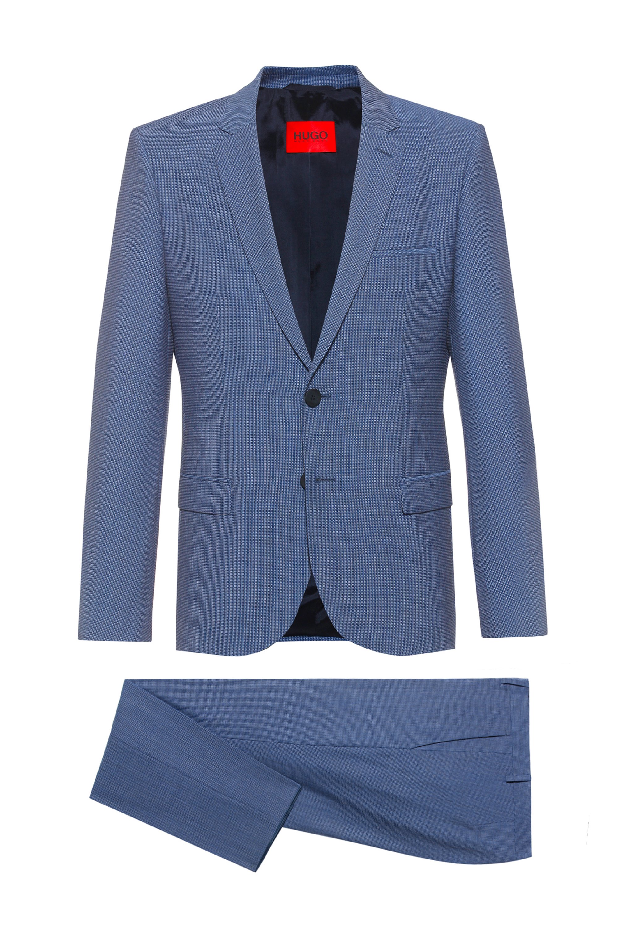 Extra-slim-fit suit in super-flex wool-blend cloth, Blue