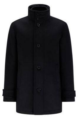 BOSS - Wool-blend regular-fit coat with removable inner bib