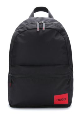 HUGO BACKPACK IN RECYCLED NYLON WITH RED LOGO LABEL