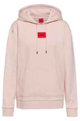 HUGO Cotton hooded sweatshirt with logo label