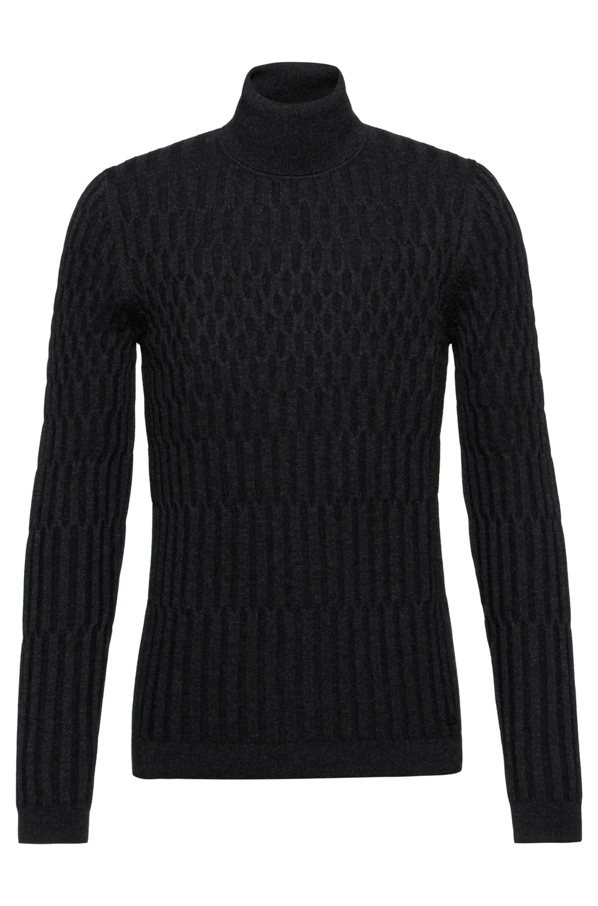 Black And White Contrast Knitted Turtleneck Sweater