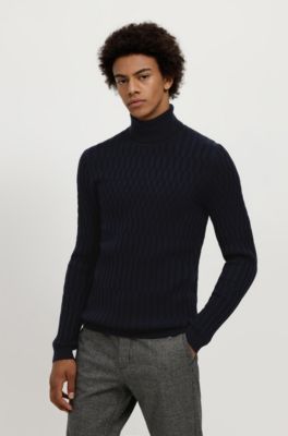 HUGO - Extra-slim-fit turtleneck sweater with all-over structure