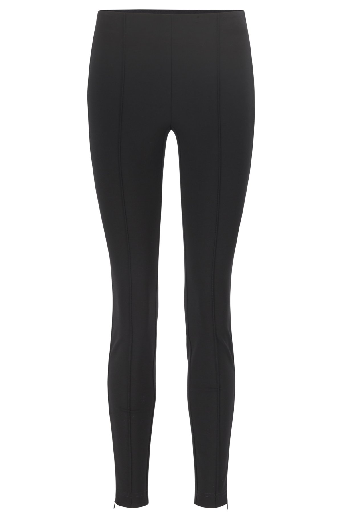 Skinny-fit pintuck leggings with zipped hems