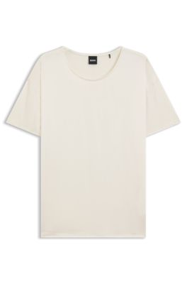 Camiseta regular fit con parte delantera de seda el&aacute;stica, Blanco