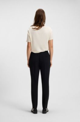 Regular-fit T-shirt with stretch-silk front, White