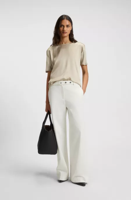 Regular-fit T-shirt with stretch-silk front