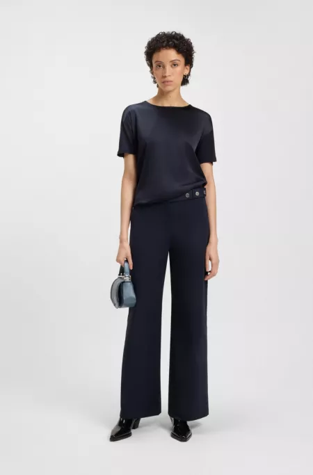 Regular-fit T-shirt with stretch-silk front