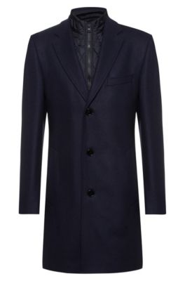 HUGO - Wool-blend coat with zip-up inner