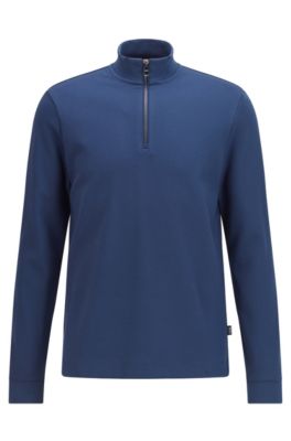 BOSS - Quarter-zip sweatshirt in cotton twill