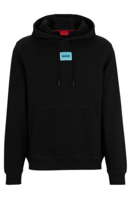 HUGO - Cotton-terry hoodie with logo label