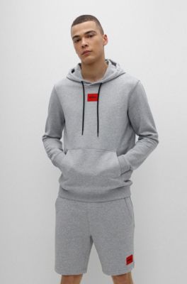 HUGO - Cotton-terry regular-fit hoodie with logo label