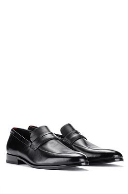 BOSS - Italian leather loafers with monogram-embossed vamp