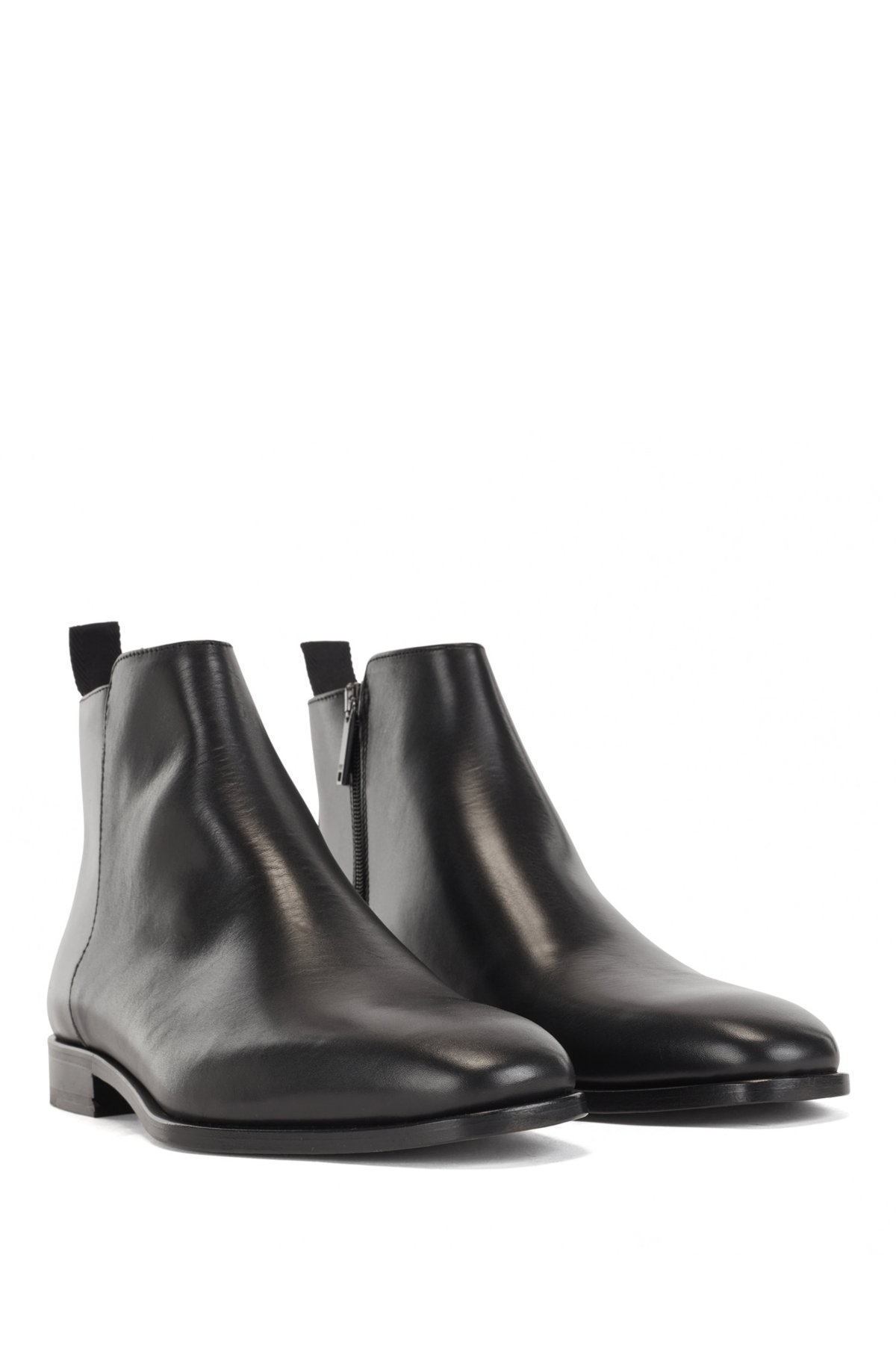 BOSS - Side-zip ankle boots in polished