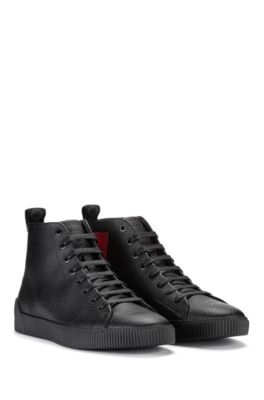 HUGO - High-top trainers in grained leather