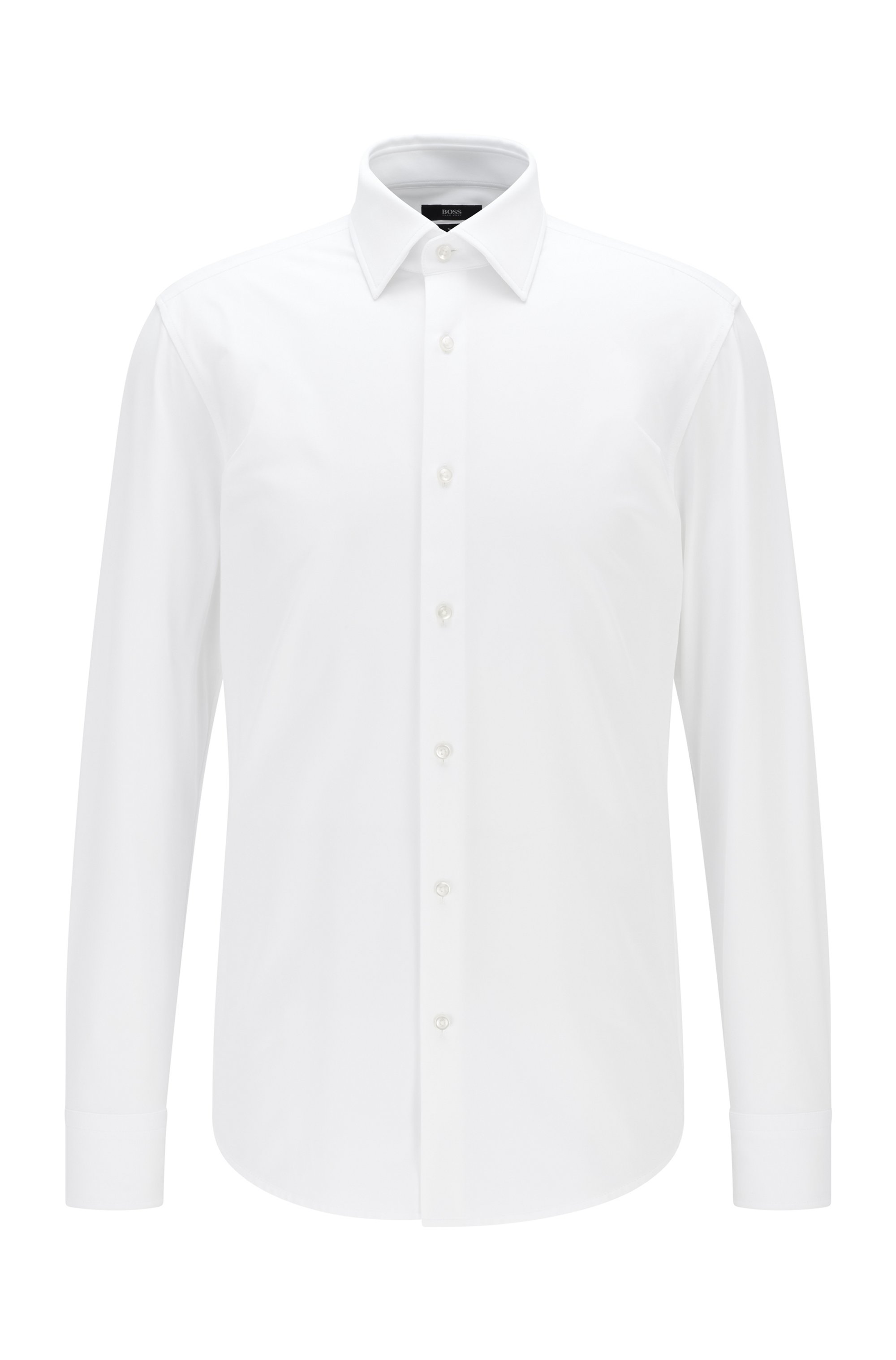Slim-fit shirt in Italian performance-stretch jersey, White