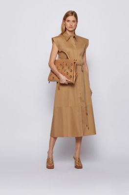 Hugo Boss Metallic-eyelet tote bag in leather with lace details. 1