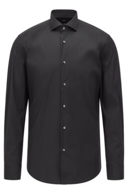 Hugo Boss Slim-fit Shirt In Easy-iron Cotton-blend Poplin In Black