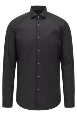 BOSS - Slim-fit shirt in easy-iron cotton-blend poplin