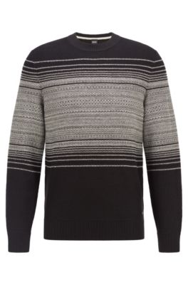 BOSS - Fairisle sweater in a regular fit with contrast stripe