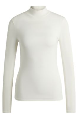 BOSS - Extra-slim-fit long-sleeved top with mock neckline