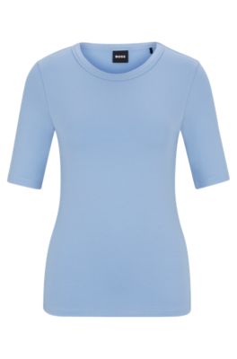 Shop Hugo Boss Slim-fit T-shirt In A Stretch-modal Blend In Blue