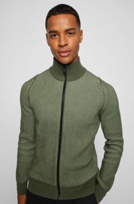 cotton zip front cardigan