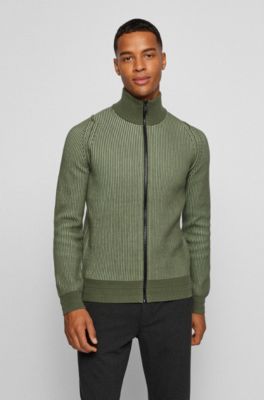 cotton zip front cardigan