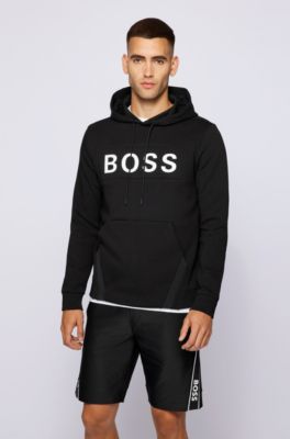 BOSS - Cotton-blend hooded sweatshirt with chest logo