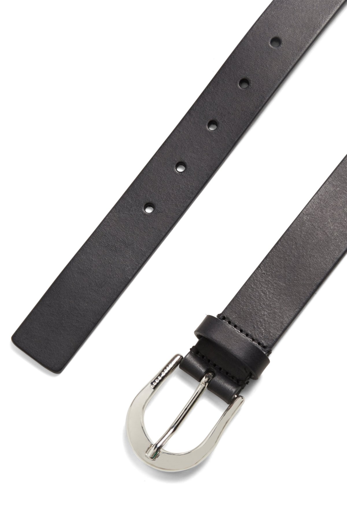 Men's Gray Leather Belt - Monogrammed Silver Buckle