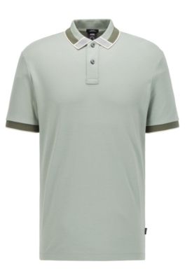 frelsen Aftensmad rekruttere BOSS - Interlock-cotton polo shirt with color-blocked collar