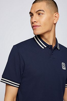 BOSS - Cotton-piqué polo shirt with repeat-logo sleeves