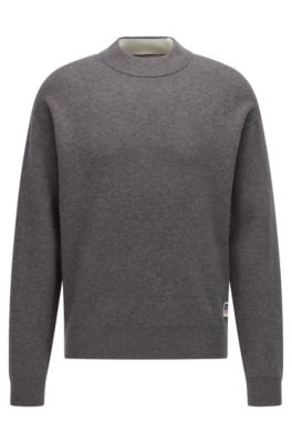 BOSS - Mock-neck sweater in wool-cotton with exclusive logo