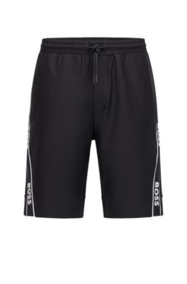 Hugo Boss Monogram Print Relaxed Fit Shorts For Sale - Black Mens