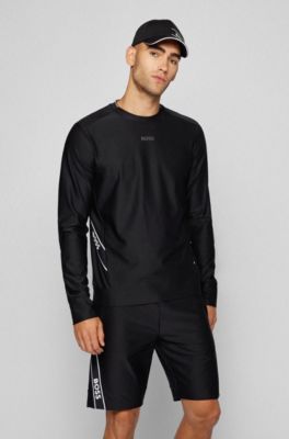 BOSS - Slim-fit sweatshirt with logo-tape inserts