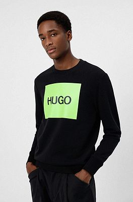 HUGO - Zip-neck sweatshirt in French terry with dalmatian print