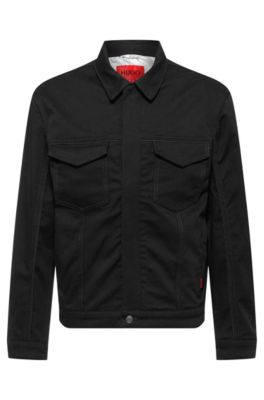 slag pakistanske Skæbne HUGO - Regular-fit jacket in black comfort-stretch denim